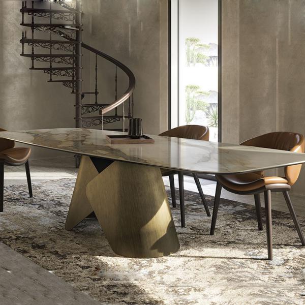 Quality Luxury Modern Ceramic Marble Top Dining Table 2400mm Length  High End for sale