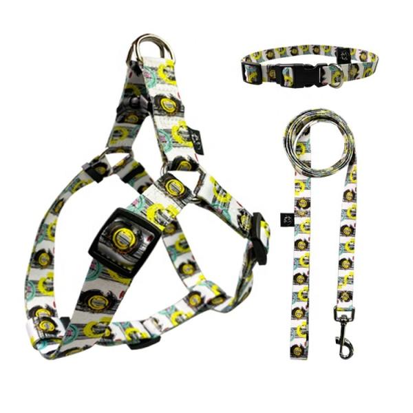 Quality Woven Logo Dog Harness Set Multiple Colour Polyester Dog Harness for sale