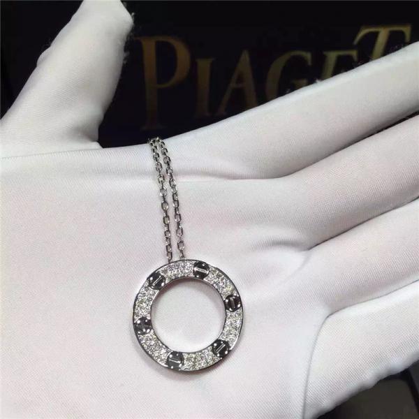 Quality 18K White Gold Love Necklace , Real Diamond Paved 18k White Gold Necklace for sale
