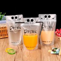 China Custom clear transparent reusable and disposable plastic stand up drinking fruit juice packing pouch bag with straw for sale