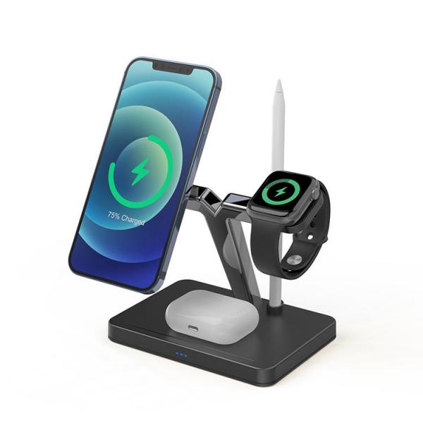 Quality Portable Black 4 In 1 Magnetic Wireless Chargers Qi Fast Charging for sale