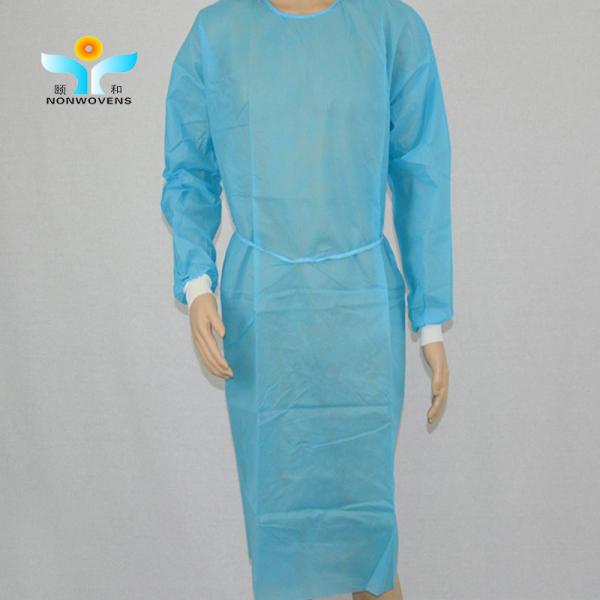 Quality 20gsm PP Disposable Isolation Gown 120*140cm Waterproof Spunbond Polypropylene for sale