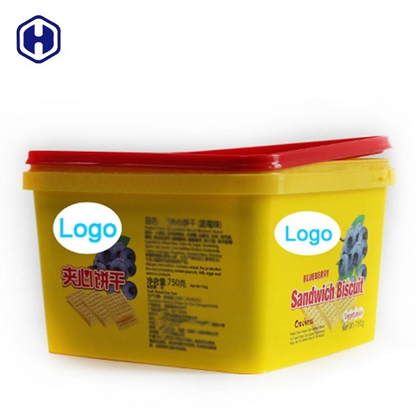 Quality Plastic Cover IML Tubs Thermal Formed Yellow  Plastic Biscuit Containers for sale