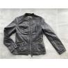 China Chocolate Womens Pu Leather Coat Pleather Jacket With Embroidery / Ingot Tw75839 factory
