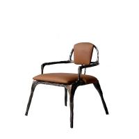 China 5 Star Hotel Restaurant Furniture Solid Metal Backrest Dining Leather Lounge Chair factory