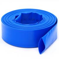 China DAVCO 2× 50 ft Pool Backwash Hose, Heavy Duty Reinforced Blue PVC Lay Flat Water Discharge Hoses for sale