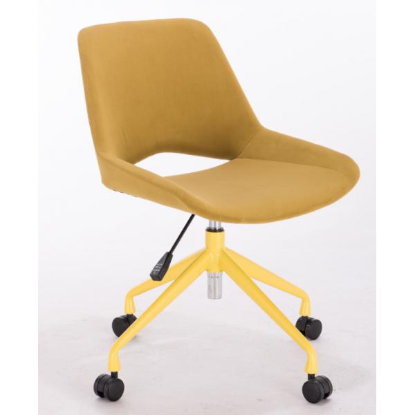 Quality Yellow Velvet Upholstered Office Chair With Swivel Adjustable Height Leg for sale