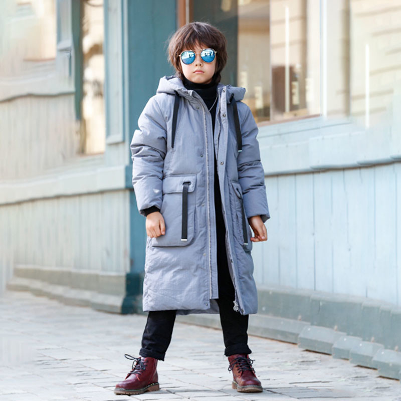 China Bilemi Kids Korean Style Oversized Boy Gray Winter Coat Boys Down Jacket Kids Parka factory