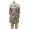 China Colorful Printed 3 4 Sleeve Cocktail Dresses , Striped Casual Dress For 40 Year Old Woman factory