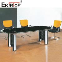 China SGS Black Glass Conference Table Enhance Professional Image Show Business Taste factory
