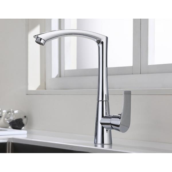 Quality High Arc Brass Kitchen Mixer Tap Stainless Steel Kitchen Tap Chrome Finish for sale