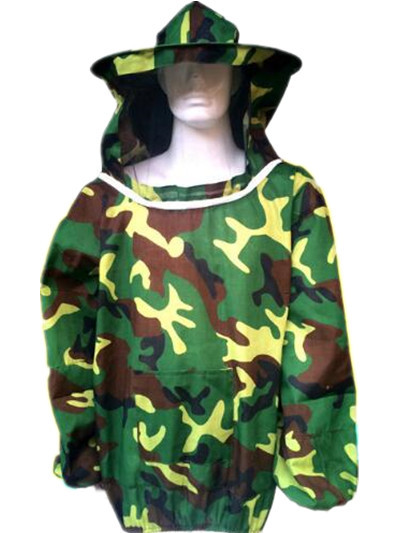 Quality Free Size Polyester Camouflage Beekeeping Jacket With Protective Bee hat for sale