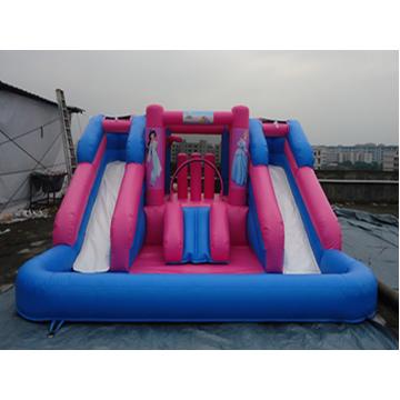 Quality Outdoor Amusement Park Black Color Inflatable Water Slide With Pool For Kids for sale