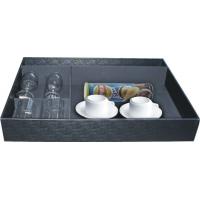 Quality Hotel Guestroom Tea Tray With Drawer Without Lid PU material for sale