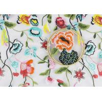China Beautiful Polyester Flower Embroidered Net Lace Fabric 3d Flower Apparel Fabric factory