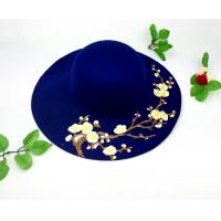 China Wool Fedoras Solid Large Brim Sun Hats For Women Plum Blossom Available factory