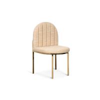 China home furniture Dining Chair in Bule Channel Tufted Velvet fabric back with 4 metal golden brass leg factory