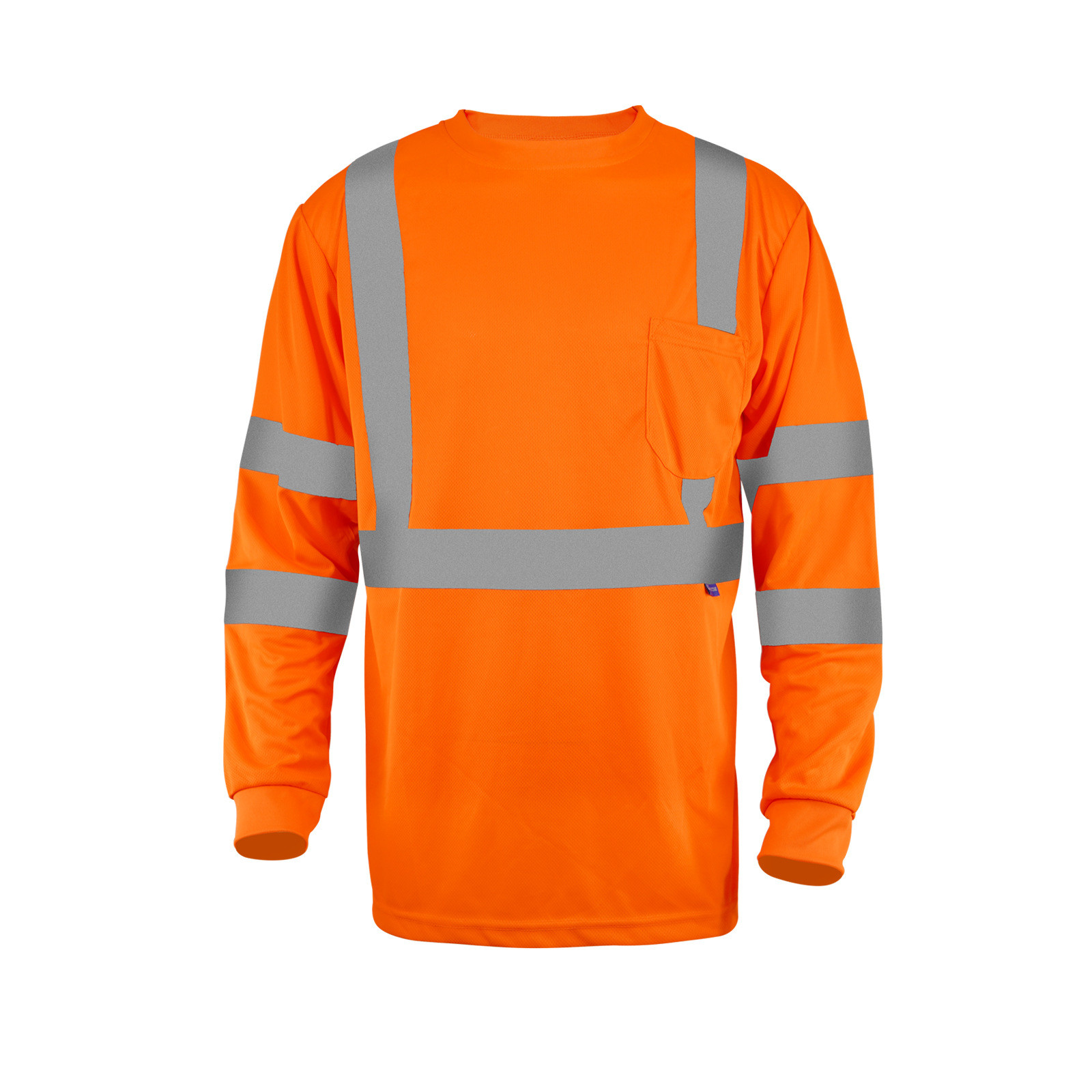 China Wholesale Fluorescent Orange O Neck Reflective Safety Mens Custom Logo Sleeve Hi Vis T Shirt factory