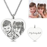 China 0.88in 3 Gram Custom Silver Necklaces Sterling Silver Photo Engraved Necklace ODM factory