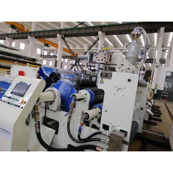 Quality Flute Corrugated Board Automatic Extrusion Lamination Machine , High Speed Hot Lamination Machine In White and Blue for sale