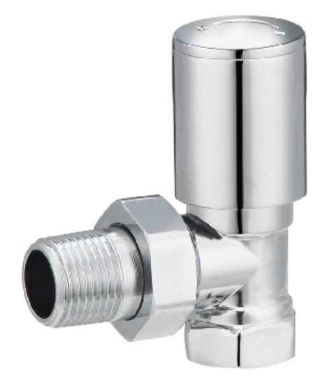 Quality Standard Modern Angled Radiator Valves 1/2 inch x1/2 inch For Steel Pipe Chrome Plated for sale