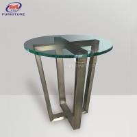 China Round Tempered Glass Top Table Stainless Steel Legs For Bedroom Living Room factory