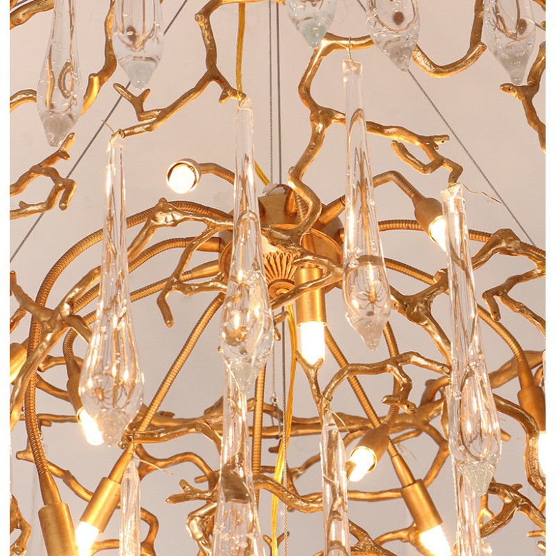 Crystal Living Room Lobby Chandeliers Modern Luxury Foyer Round Hanging ...
