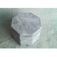 Quality Set 6 Solid Plain Stone Coasters Octagon Eight Sided White Color With Vein for sale