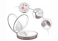 China Round 1X / 3X LED Lighted Travel Folding Makeup Mirror With USB Charging factory