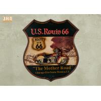 China Route 66 Wall Decor Resin Motorcycle Wall Art Sign Antique Wood Wall Mounted Plaques factory
