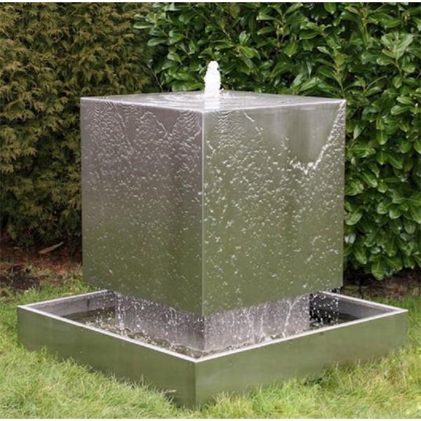 Quality Public Decorative Water Black Cascading Stainless Steel Cube Water Fountain for sale