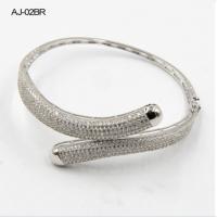 China 12.57g 925 Sterling Silver Bangles With Cubic Zirconia Two Lines for sale