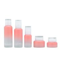 China 100ml 120ml Luxury Cosmetics Packaging Pink Glass Acrylic Lotion Essence Face Cream Jar factory