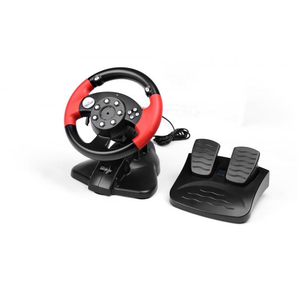 Quality Red / Green Wired USB Video Game Steering Wheel With Vibration for sale