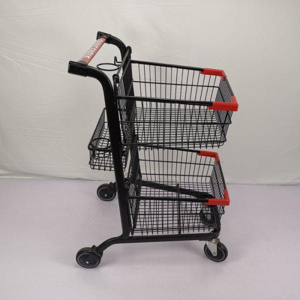 Quality Three Basket 80L Shopping Basket Trolley Carbon Steel Q195 Metal Shopping Cart for sale