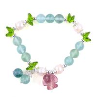China 8MM Semi-Precious Gemstone Fluorite With Purple Melody Carving Stretch Bracelet For Gift factory