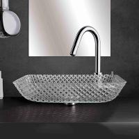 China 12mm Thick Square Glass Sink Bowl Lavatory Hotel Super Clear Tempered Glass factory