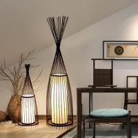 China Natural Bamboo Standing Floor Lamp Cottage Wood Bamboo Shade Fabric Shade Floor lamp(WH-WFL-04） factory