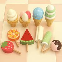 China Realistic Simulation Wooden Magnetic Ice Cream Toy With Display Stand factory