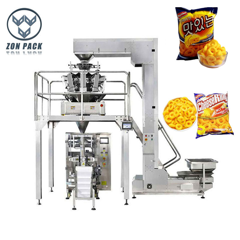 China Vertical Pillow Packaging Machine 50g 100g Chips Popcorn Puffed Food Weighing factory
