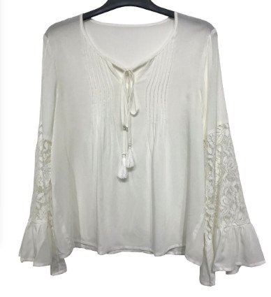 China Beautiful White Fashion Ladies Blouse With Pin - Tuck Embroidered Design For Women factory