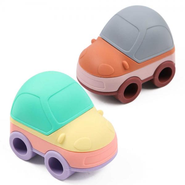 Quality 4pcs Car Building Blocks Silicone Stacking Blocks Cute And Attractive for sale