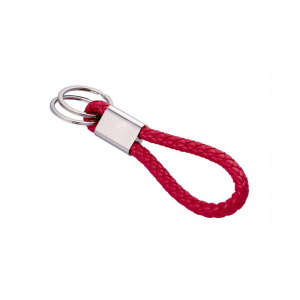 Quality 10mm PU Braided Leather Key Chains Debossing Logo Car Key Ring Holder for sale