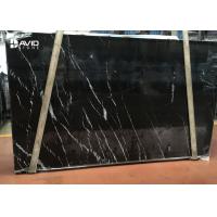 China selected popular black marble nero marquina marble slab 20mm thick factory