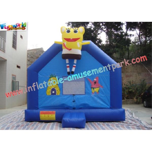 Quality Cool Spongebob small inflatables commercial bouncy castles has two pipes for inflating for sale