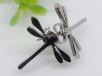 China Eco - friendly adorable silver dragonfly stainless steel stud earrings 1320806 factory