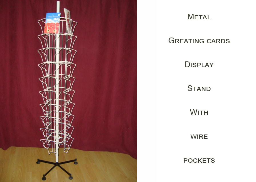 China 40 Pocket Floor Greeting Card Display Rack OEM Iron Wire Metal Book Display Stand for sale
