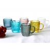 China Lead Free Embossed Solid Colored Glass Mug, Vintage Coffee Glasses factory