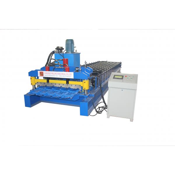 Quality Hydraulic Motor Glazed Tile Roll Forming Machine 3-4m / Min High Efficiency for sale