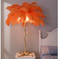 China Ostrich Feather Decorative Table Lamp Brass Stand Dia 80cm For Home for sale